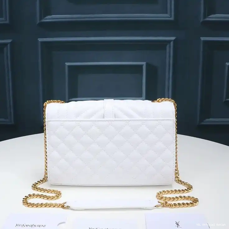 CHEAP In Mixed Leather Envelope White Chain Small Bag Saint Laurent Gold Matelasse Grained 0325